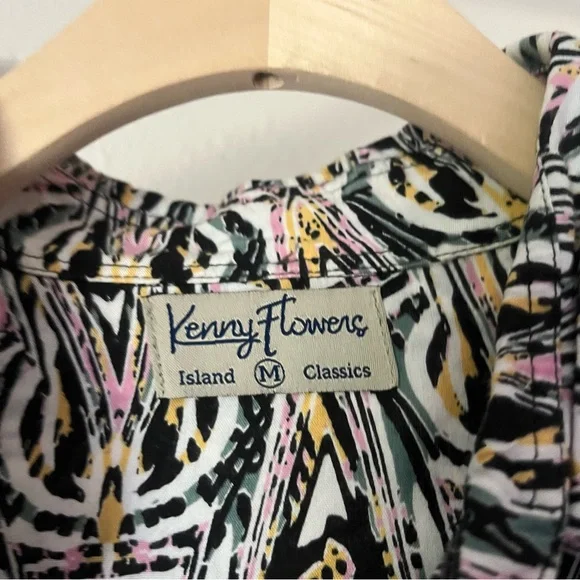 KENNY FLOWERS multicolor abstract print rayon long sleeve button up shirt